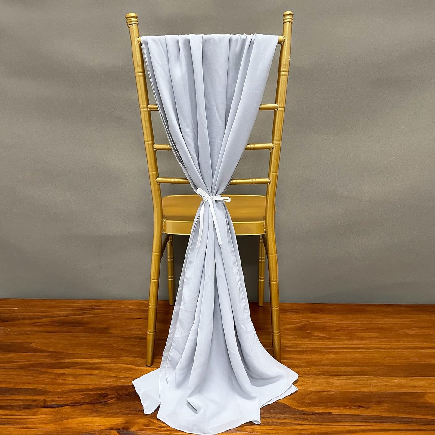 EHLDekol 13ft Light Grey Chiffon Table Runners, 29x156 Inches Romantic and Rustic Boho Wedding Runner, Sheer Bridal Party Decorations