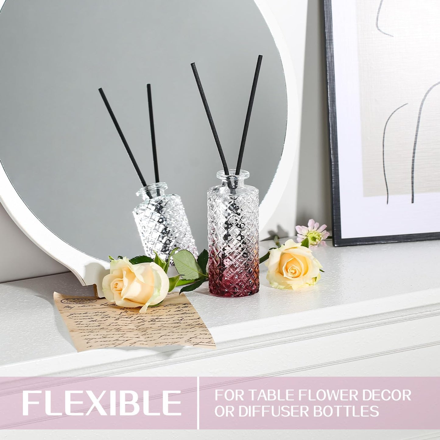 Mini Bud Vases Set of 12 As Wedding Centerpieces for Tables,Clear Bud Vases for Flowers,Small Flower Vases Suitable for Birthday Party,Anniversary,Wedding Reception,Baby Shower (Purple)