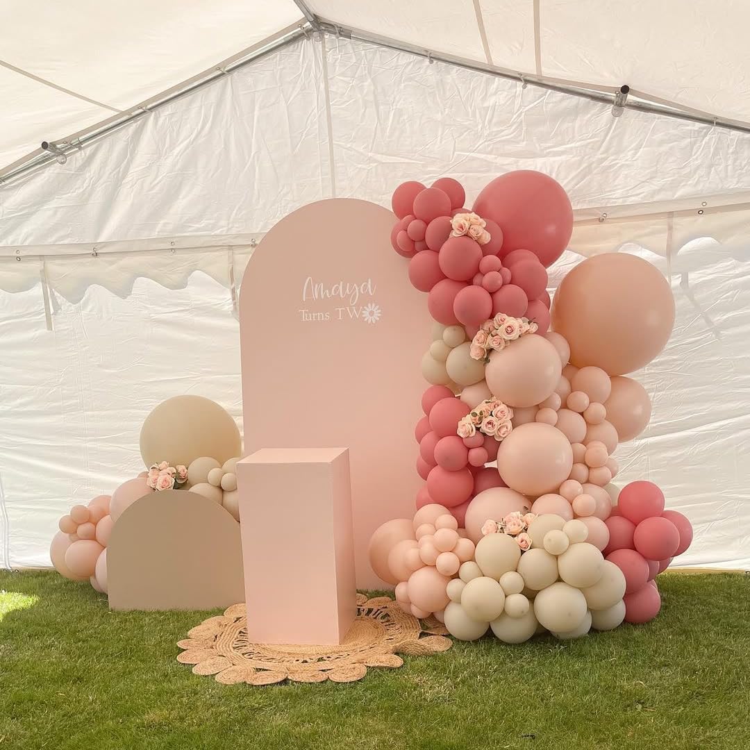 Dusty Pink and Beige Balloons, 35PCS Pastel Light Pink White Sand Cream Nude Latex Balloons for Girls Women Birthday Bridal Shower Baby Shower Boho Wedding Engagement Party Decorations Supplies