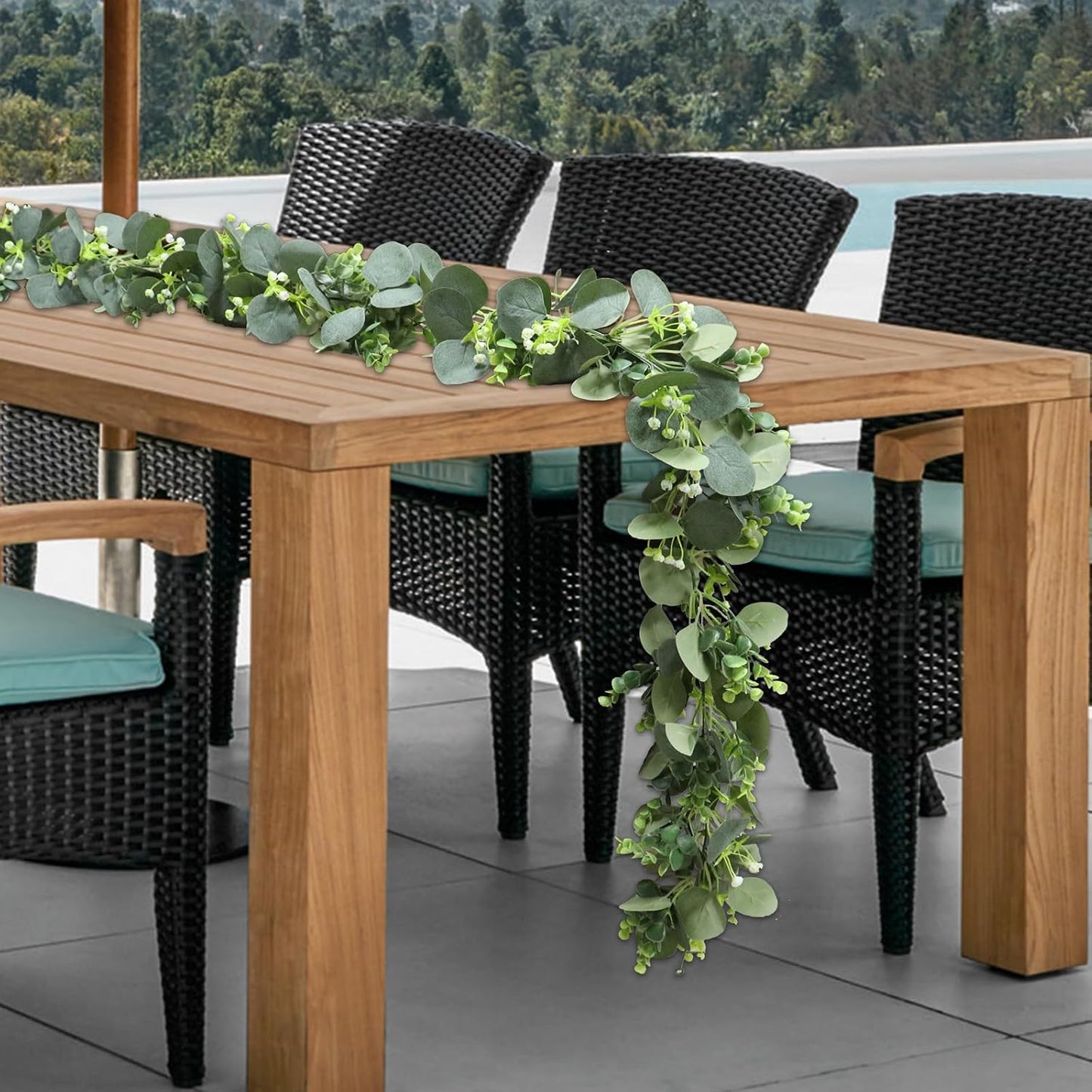 Uguisu 5.9ft Artificial Greenery Garland, Eucalyptus Garland, Fake Greenery Hanging Vine Decorations for Wedding Arch, Table, Party, Backdrop, Mantel, Indoor and Outdoor Home Decor. (1pcs/Green)