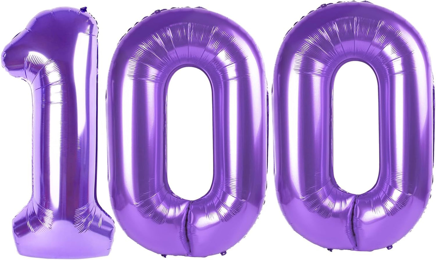 Purple 100 Number Balloon