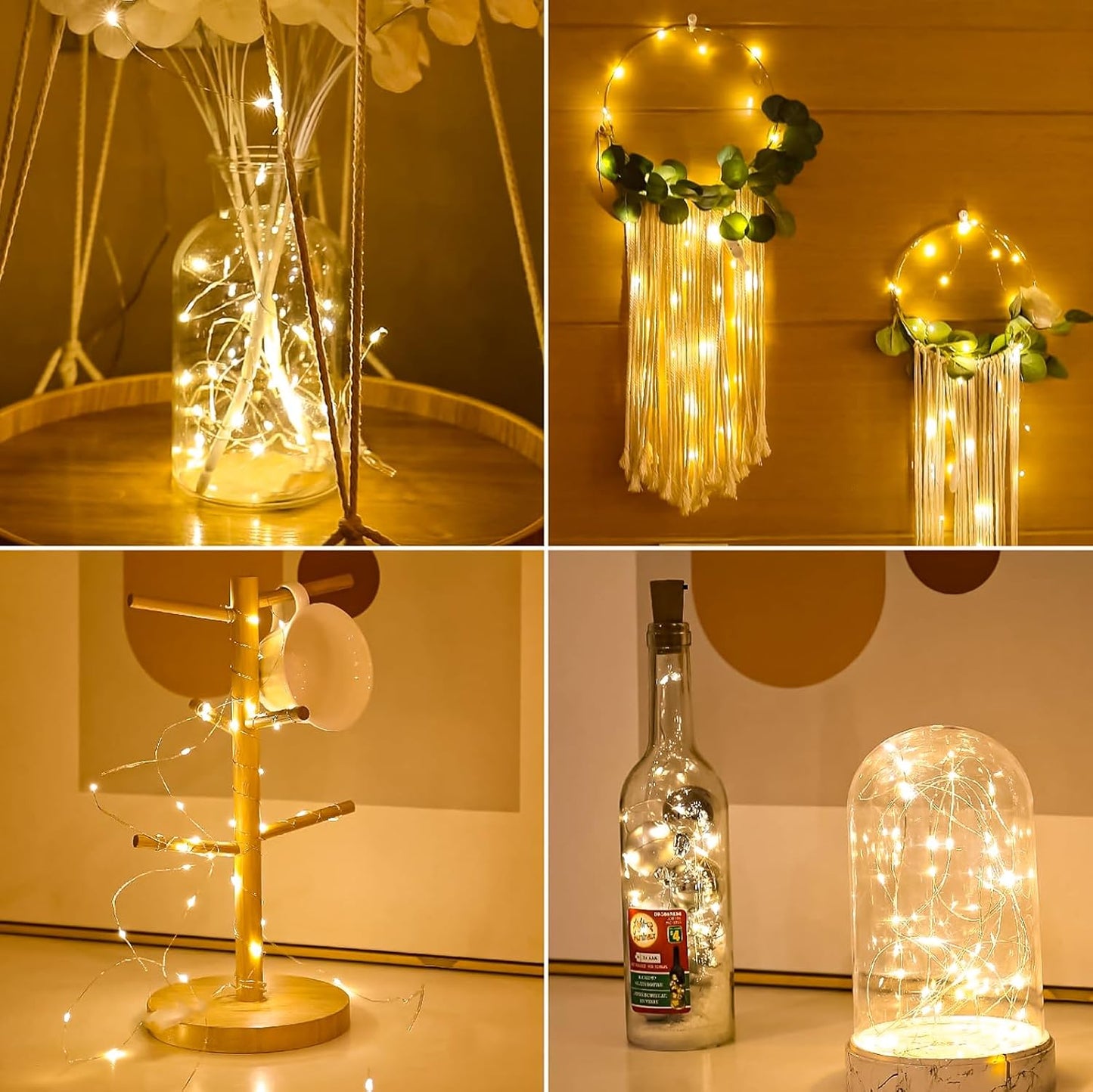 HXWEIYE 6 Pack Fairy Lights Battery Operated, 7ft 20LED Mini Firefly Starry Lights Mason Jar Lights for Indoor Outdoor Bottle Tree Party Wedding Halloween Thanksgiving(Warm White)