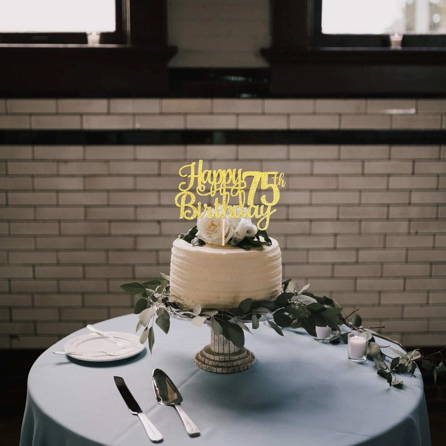 1 PCS Happy 75th Birthday Cake Topper Gold Glitter Cheers to 75 Years Birthday Cake Pick 75 Fabulous Cake Decoration for Happy 75th Birthday Theme Party Decorations Supplies