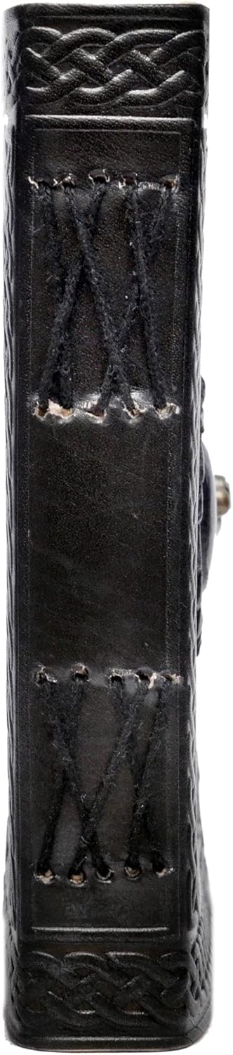 3 Moon Blue Lapiz Embossed Vintage Leather Journal | 240 Pages of Antique Handmade Deckle Edge Vintage Paper, Leather Sketchbook, Drawing Journal, Great Gift (5 by 7 inch, black)