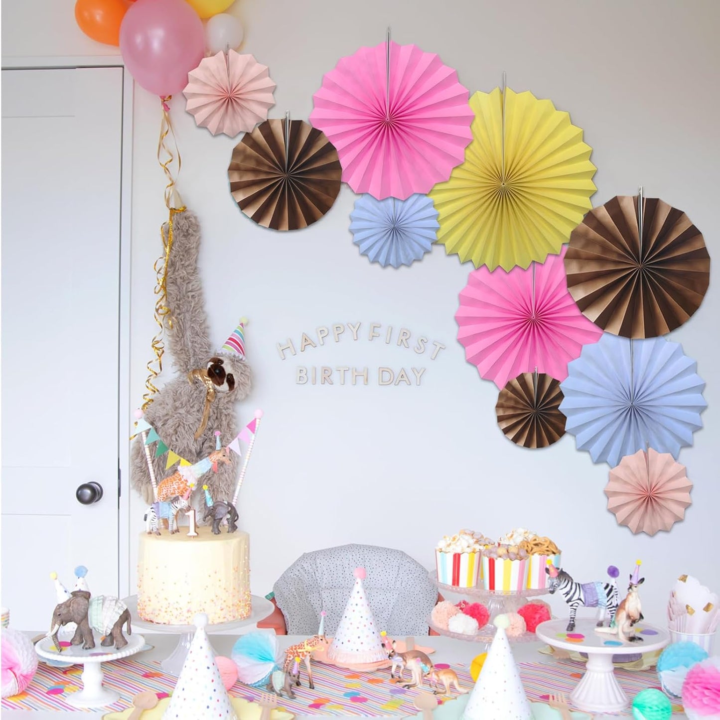 Brown Party Decorations,Brown Wedding Decorations for Party Events Accessories,Brown Birthday Decorations,Boho Party Decoration,Fall Decorations 8in Hanging Paper Fans 30 Color DIY Set(Brown)