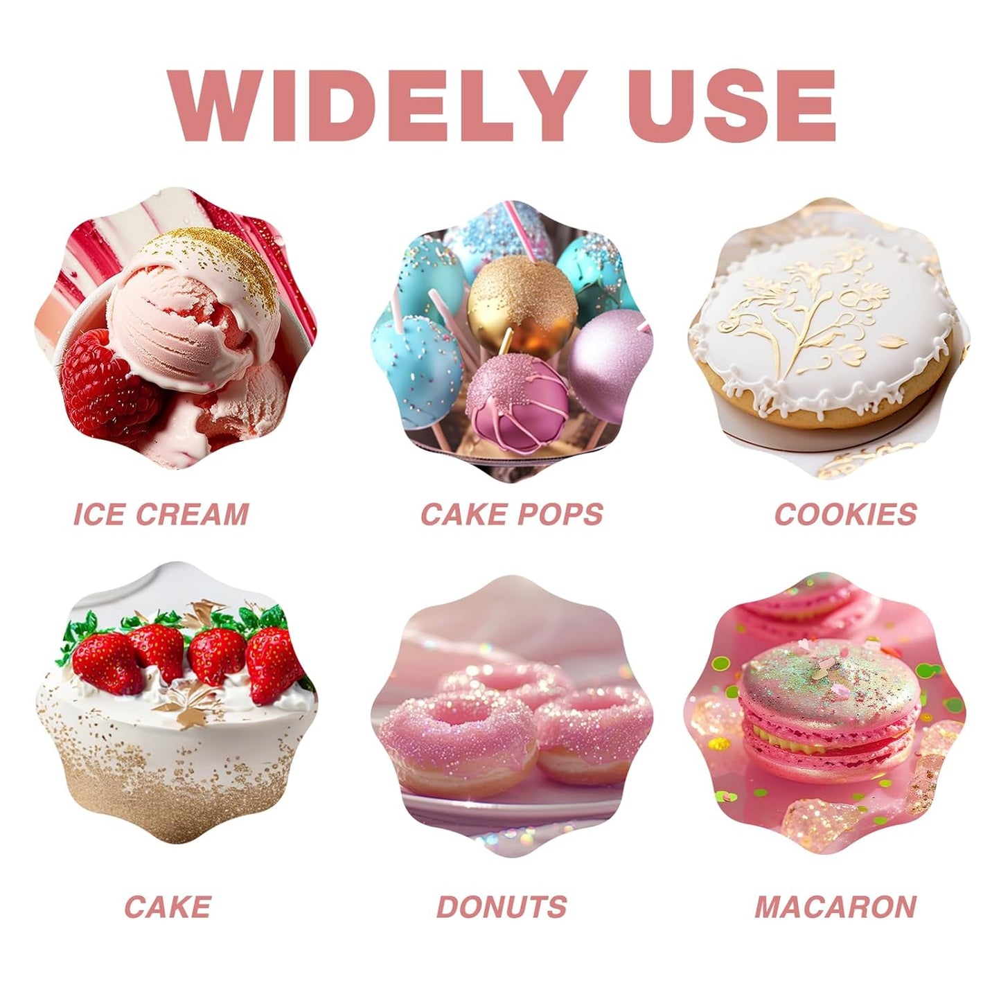 Edible Glitter Paint Set- 6 Color Food Coloring Metallic Glitter Paint for Baking, Cake Decorating - Food Grade Art Decorative Cake Paint for Cupcakes, Cookies, Fondant, Donuts, Macaron, Candy (Iridescence, 6 color)