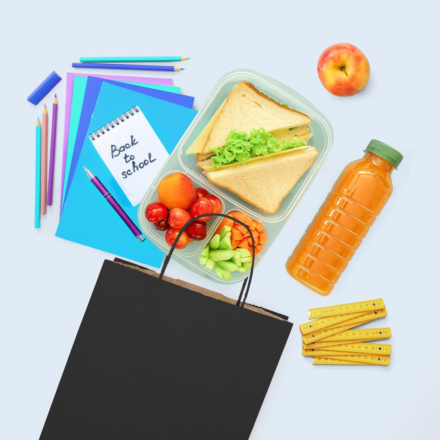 GSSUSA 100 Pack, 8x4.25x10 Black Paper Gift Bags with Handles Bulk for Small Businesses, Grocery & Retail, Birthday Parties, Crafts