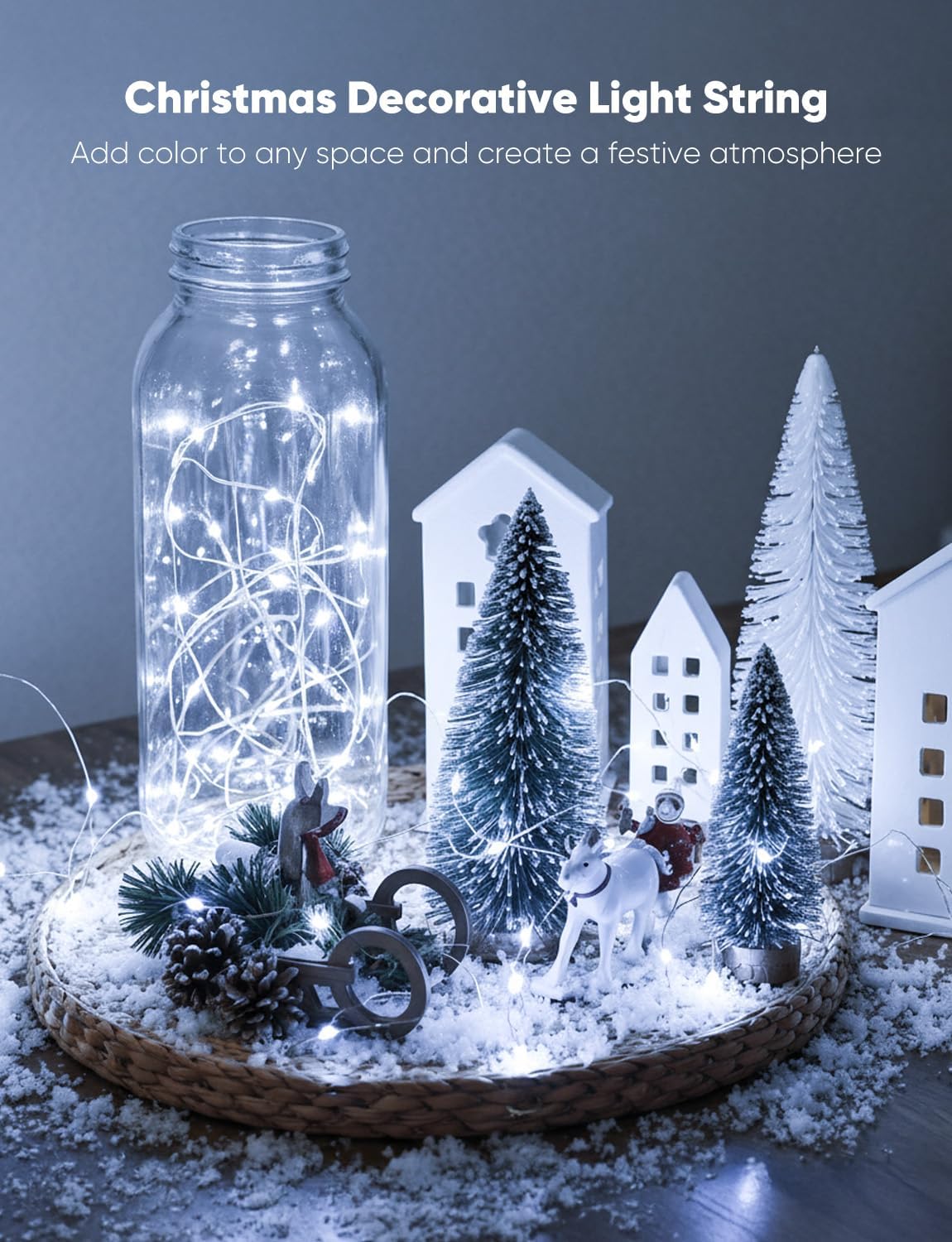 Minetom 20 Pack Fairy Lights Battery Operated String Lights, 8 Modes & Timer, 7ft 20LED White Waterproof Silver Wire Twinkle Lights, Firefly Starry Moon Lights for Mason Jars DIY Christmas Wedding