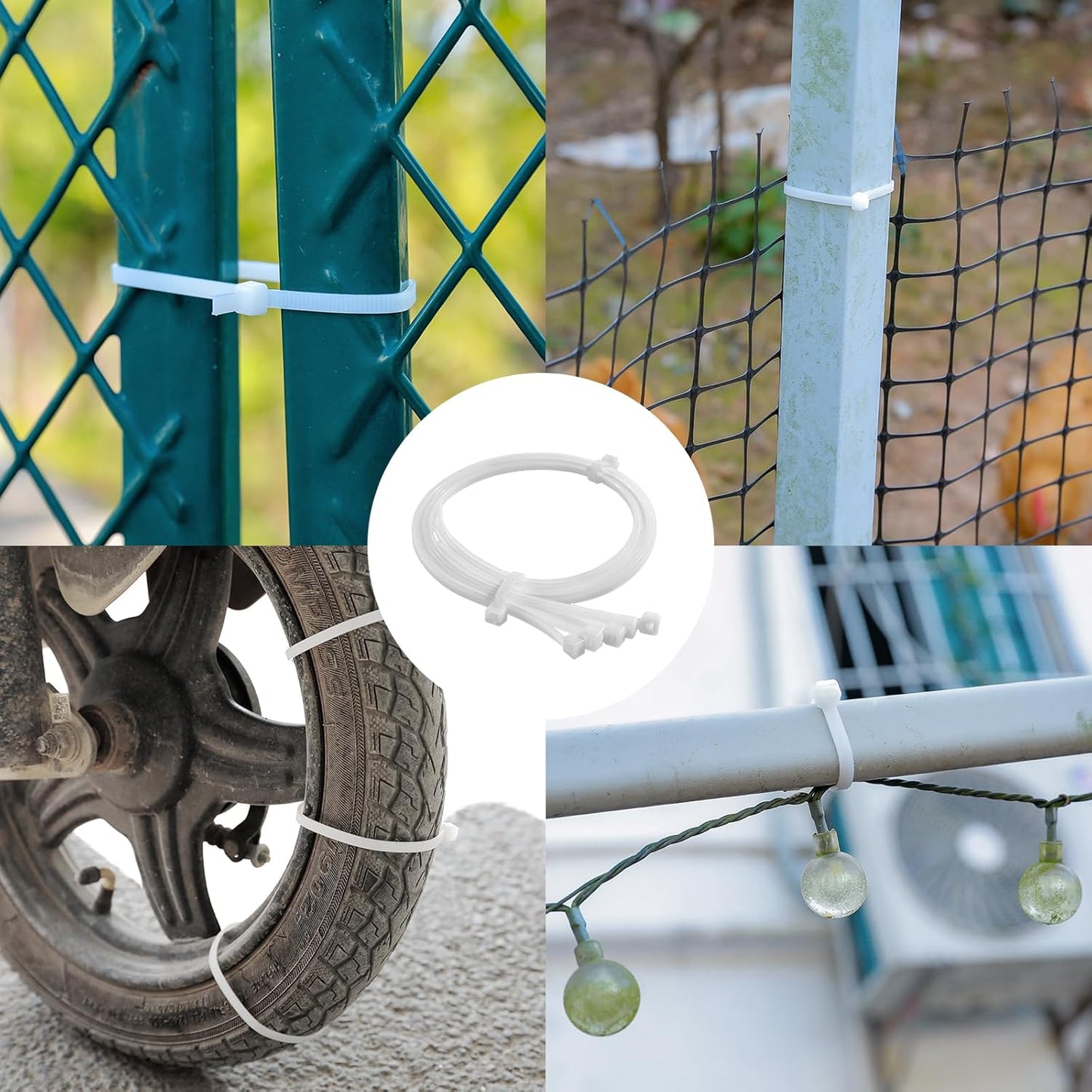 12 Inch White Zip Ties Double Sided Toothed,120 LBS Tensile Strength Heavy Duty Cable Wire Ties With Self-Locking Adjustable More Durable Nylon Tie Wraps for Indoor Outdoor(100 Pack)