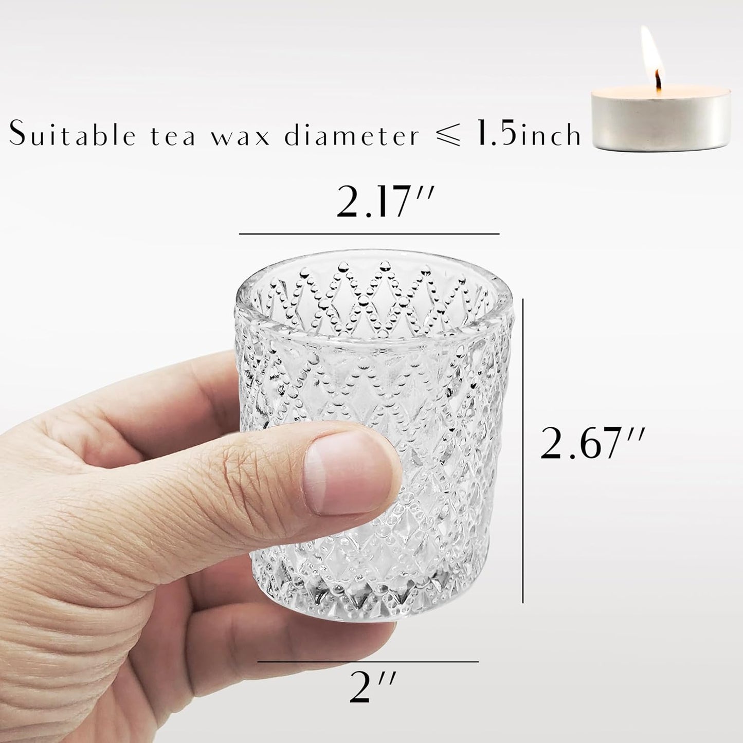 Clear Glass Votive Candle Holders, 12 pcs 3 Patterns Tealight Candle Holders for Wedding Table Centerpiece Birthday Party Thanksgiving Christmas Decoration