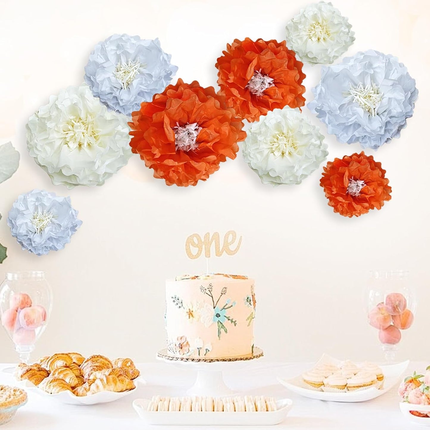 Yellow Paper Flower Pom Poms Wall Decorations for Weddings, Birthdays, Bridal, Baby Showers, Tea Parties, Engagement, Home Decor