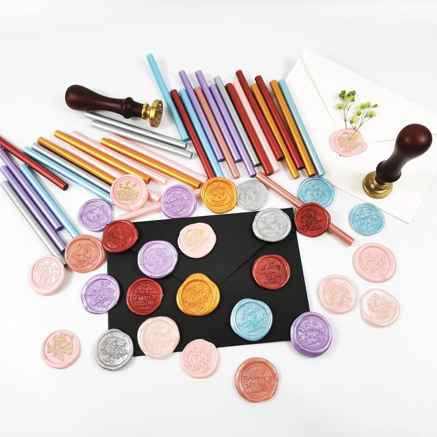 VARACL Hot Melt Glue Sealing Sticks for Letter Seal Stamp - Great for Wedding Invitations, Cards Envelopes, Snail Mails, Postcards, Greeting Cards, Gift Ideas, 7 x 100 mm, 20PCS (Red)