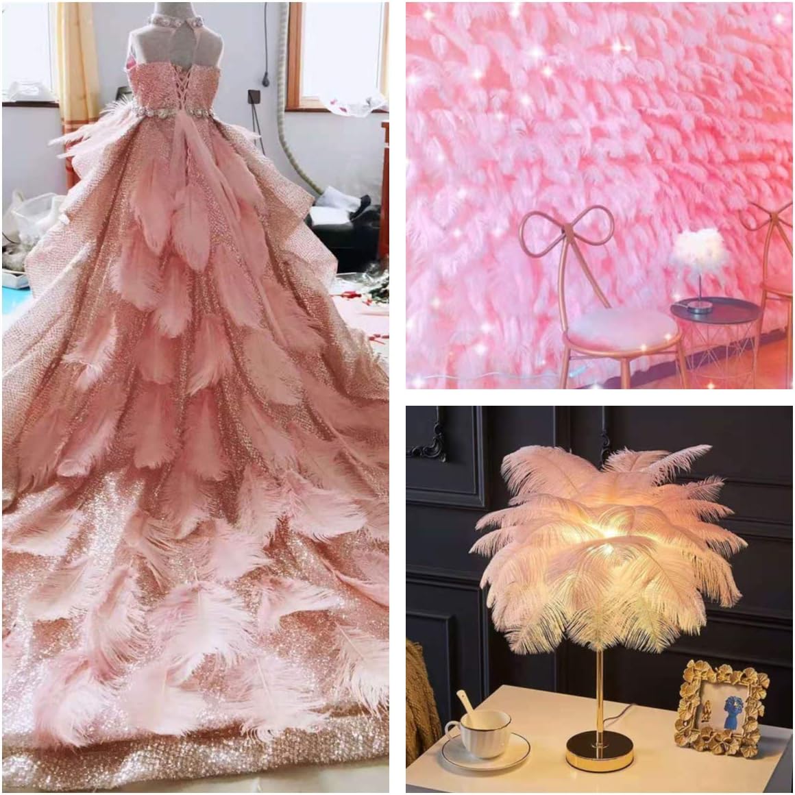 Ballinger Lotus Pink Ostrich Feathers - 24Pcs 12-14inch Large Feathers Bulk for Vase,Party Centerpieces,Wedding and Home Decor