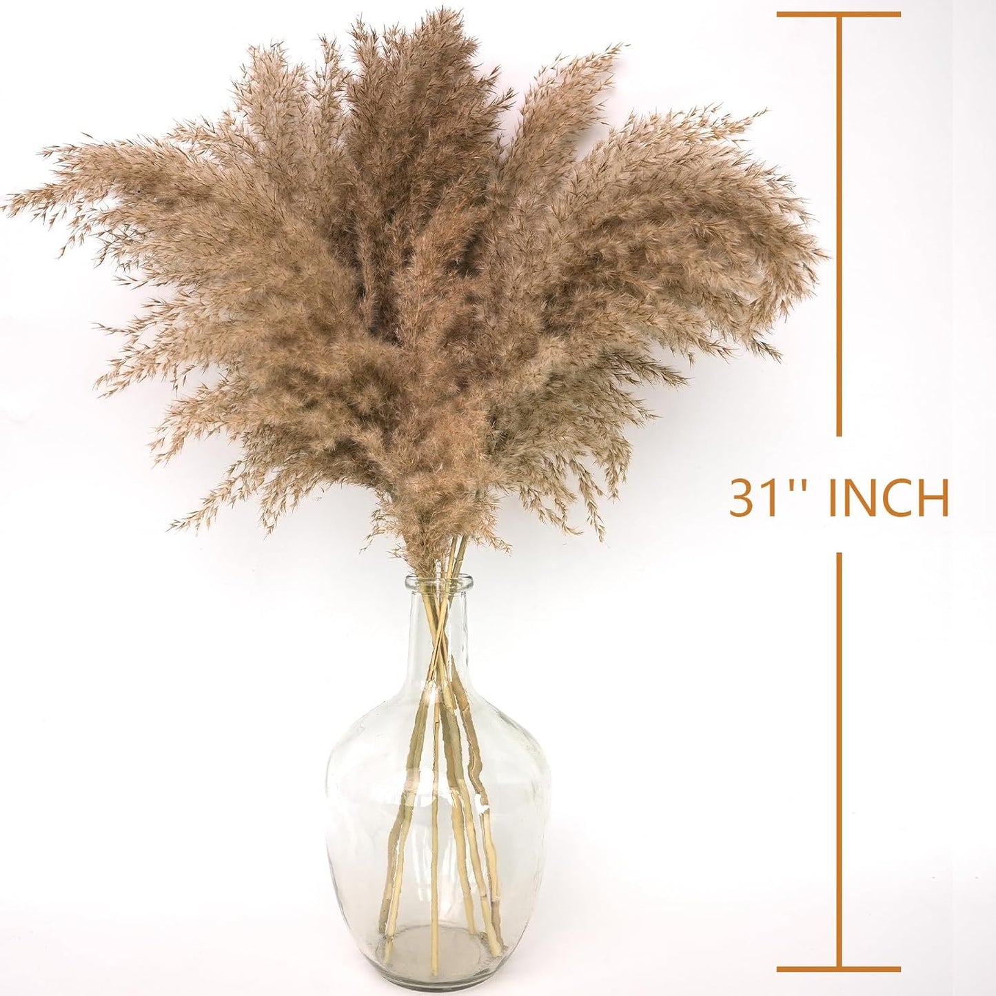 30-inch Tall Nature Pampas Grass Bouquet Decor - Boho Flowers and Feathers for Centerpieces, Perfect for Tall Floor Vase Fillers, Home Decor, Living Room, and Wedding Decor (20Pcs)
