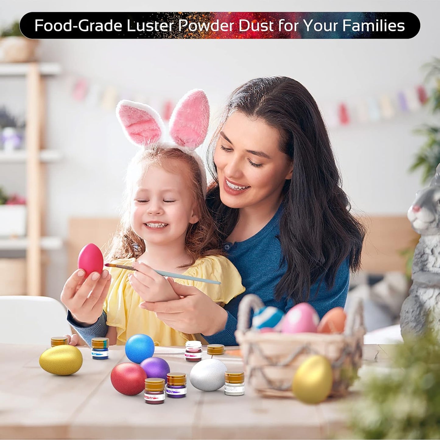 Jelife Black Edible Luster Dust - 5 Grams Food Grade Cake Dust Shimmer Powdered, Edible Metallic Powder Food Coloring for Cake Decorating, Chocolates, Fondant, Drinks, Painting & More, Vegan