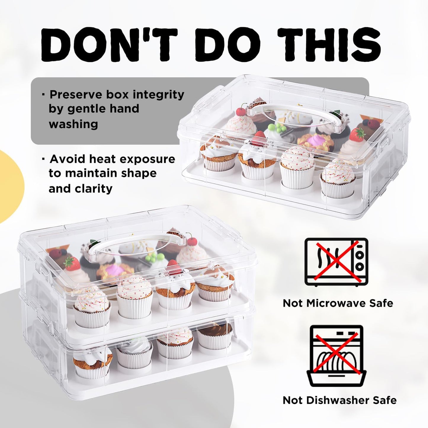 Cupcake Carrier with Lid and Handle,Cookie, Cake, Cupcake and Brownie Storage Carrier, Holds 12 Standard Cupcakes