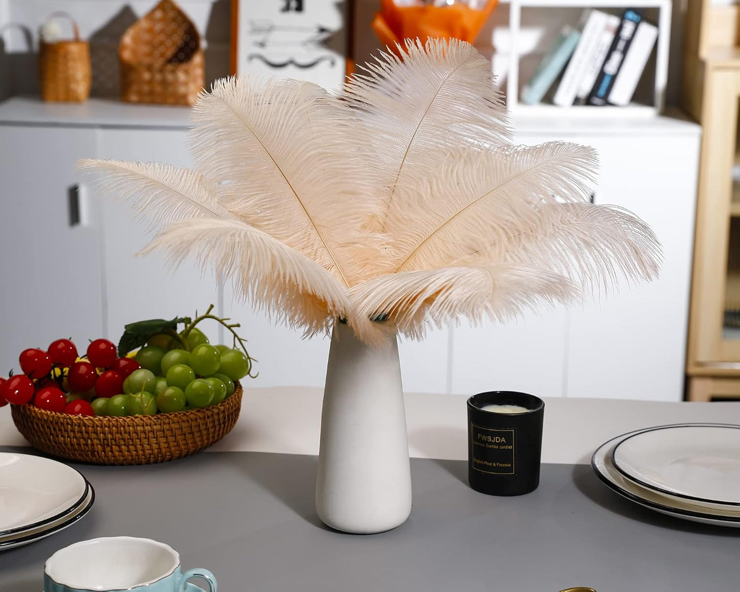 Ballinger Light Salmon Ostrich Feathers - 24pcs 10-12inch Feathers for vase,Wedding Party Centerpieces and Home Decor