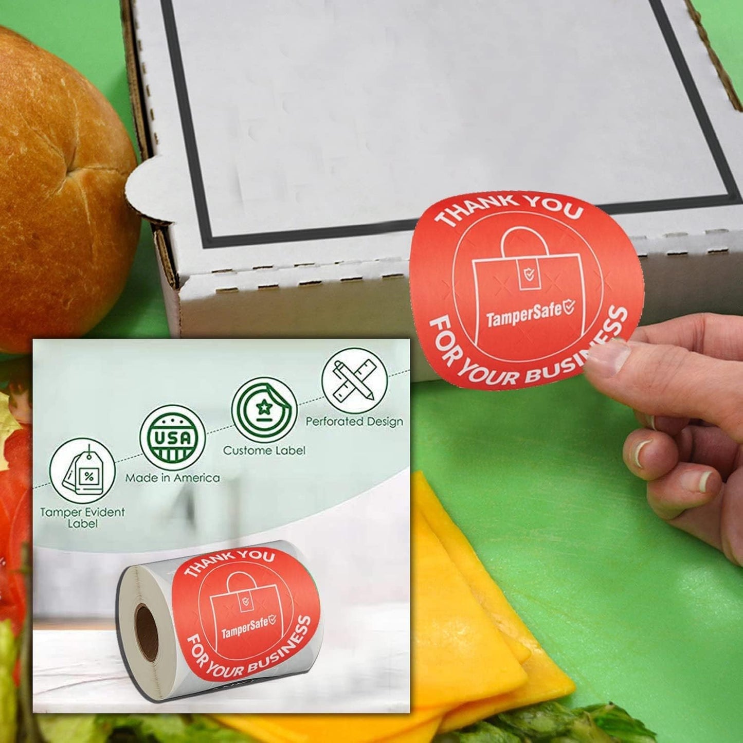 Angel's Peel Lounge Thank You Tamper Proof Stickers Roll — Tamper Evident Stickers for Bags, Drink Lids, Food Containers, Writable Adhesive Seal Tape, Thank You Labels - 3x3in 250-COUNTS, RED, Round