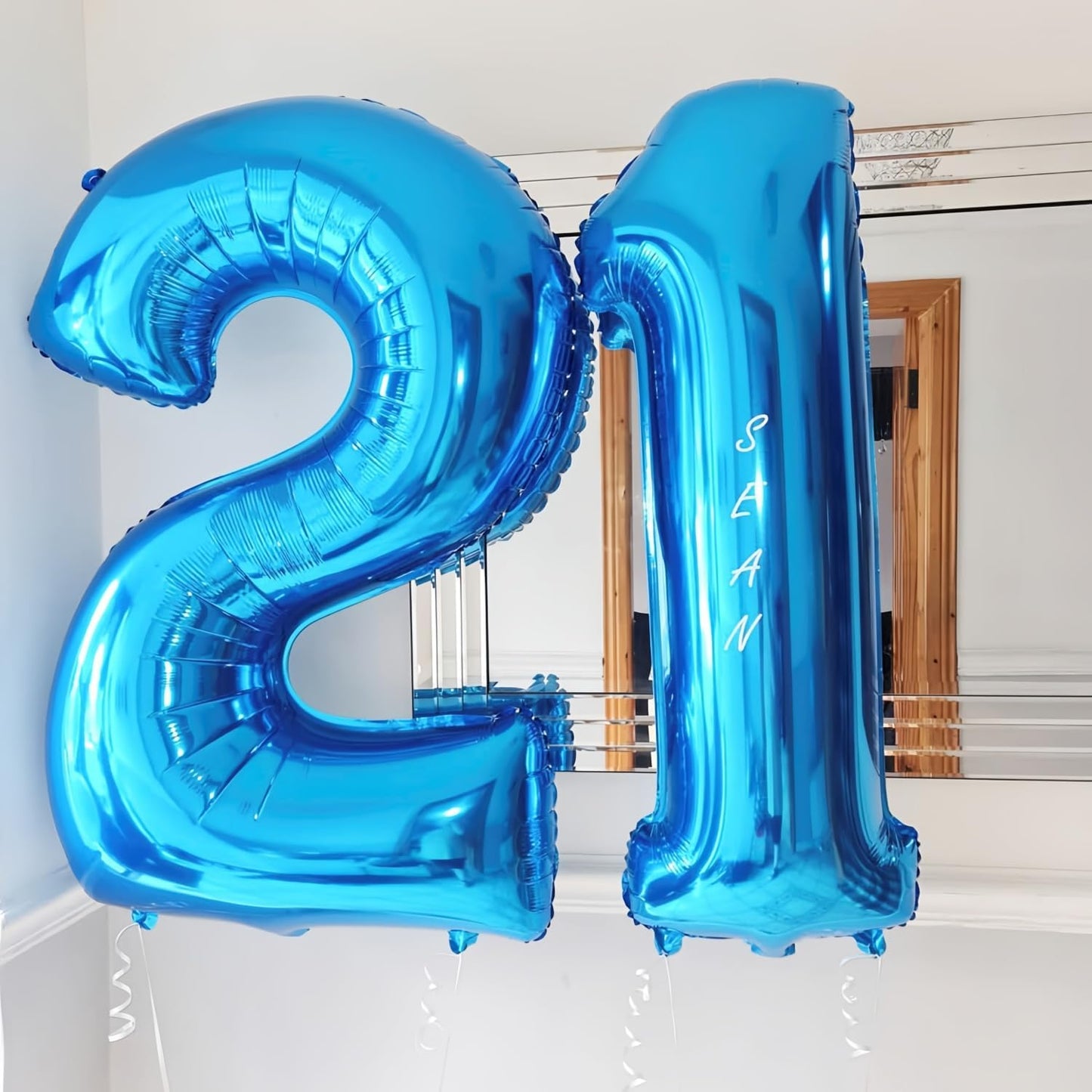 Blue 8 Balloon Number,40 Inch Number 8 Balloon Big Blue 8 Foil Mylar Helium Balloon for Birthday Party Decorations