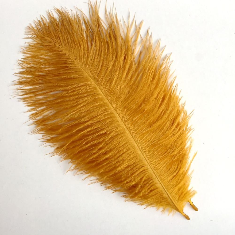 Sowder 6-8inch(15-20cm) Ostrich Feathers Plume for Wedding Centerpieces Home Decoration Pack of 10pcs(Golden)