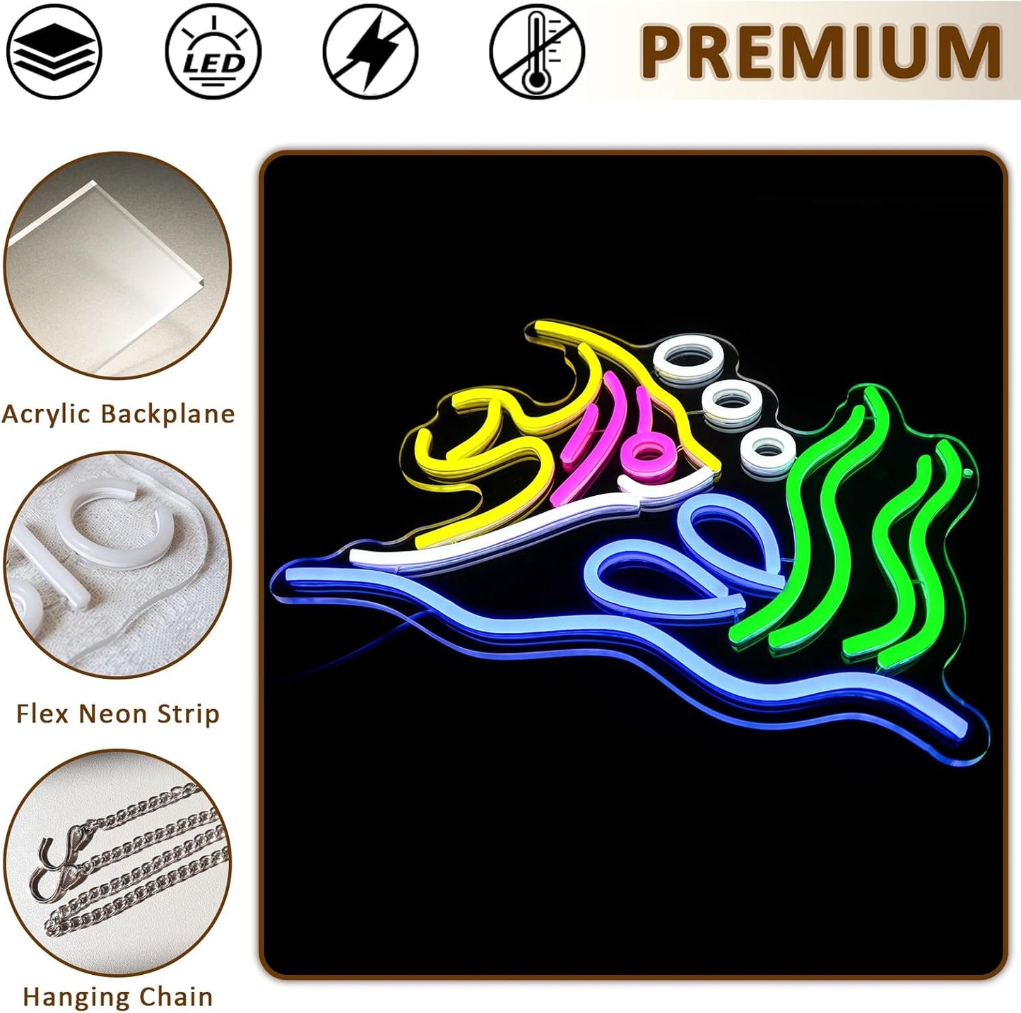 Tropical Fish Neon Sign for Wall Decor, Fish Led Signs for Room, USB Dimmable Neon Lights for Fish Shop Bar Home Pub Club Man Cave Party Store Office Restaurant Ocean Museum Decoration