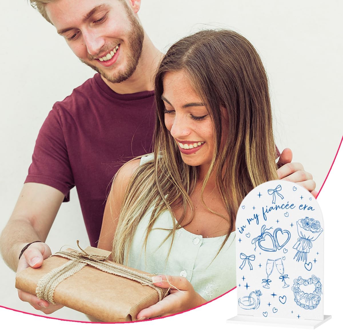 Bride to be Gifts in My Fiance Era Engagement Gifts for Couples Newlyweds Bridal Shower Gift Clear Acrylic Desk Decor Sign for Home Office 7 x 5 Inches