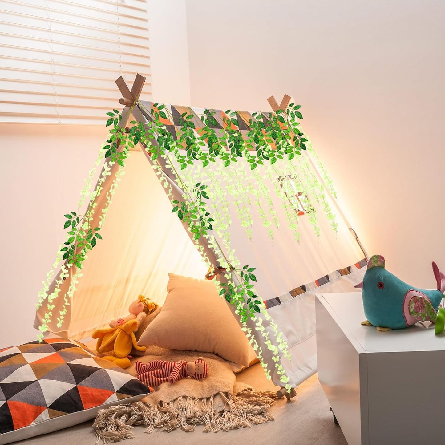 36 Pack Green Wisteria Hanging Flowers, 3.44 Ft Fake Hanging Flowers, Artificial Wisteria Garland Vines for Wedding Room Backdrop Outdoor Patio Garden Decoration