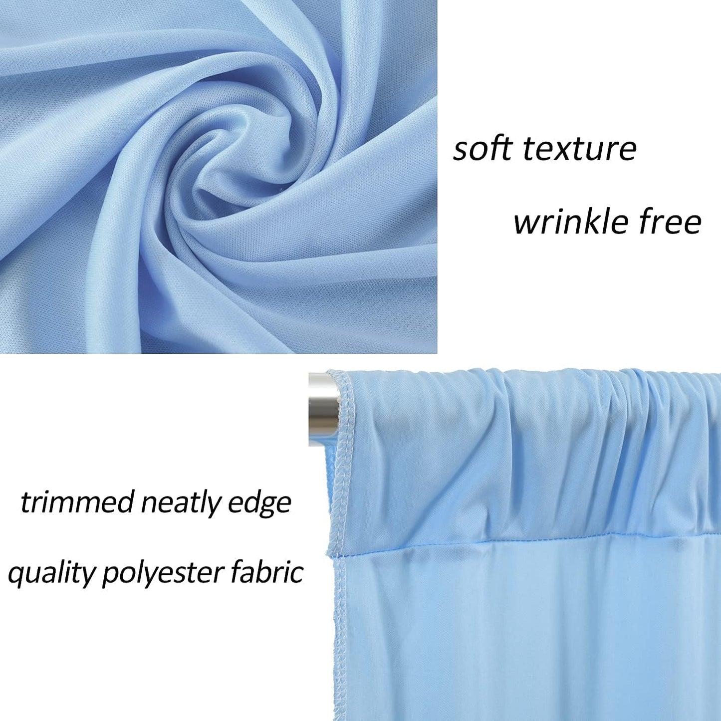 AK TRADING CO. 10 feet Wide x 12 feet Long IFR Polyester Backdrop Drapes Curtains Panels with Rod Pockets - Wedding Ceremony Party Home Window Decorations - (Light Blue)