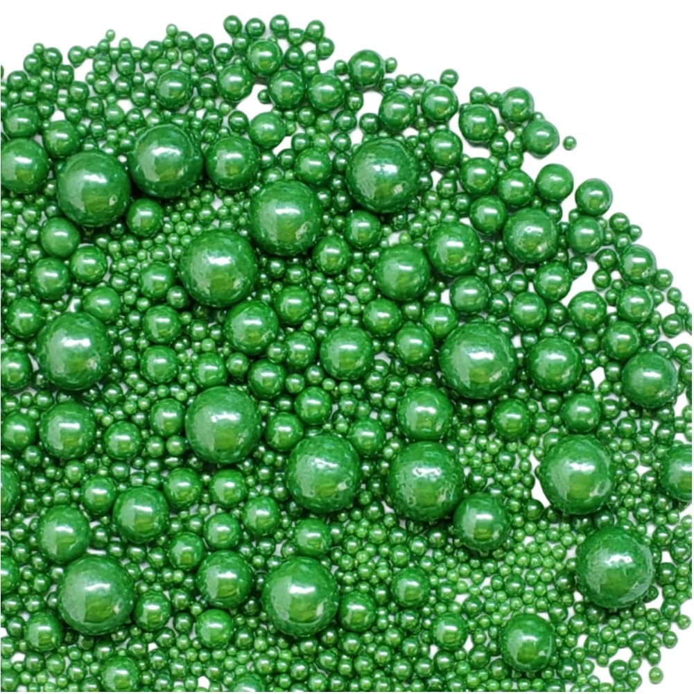 Edible Pearl Sugar Sprinkles Christmas Green Candy Mixing Size Baking Edible Cake Decorations Cupcake Toppers Cookie Decorating Celebrations Wedding Valentines Easter Halloween Christmas Supplies 120g/ 4.24oz