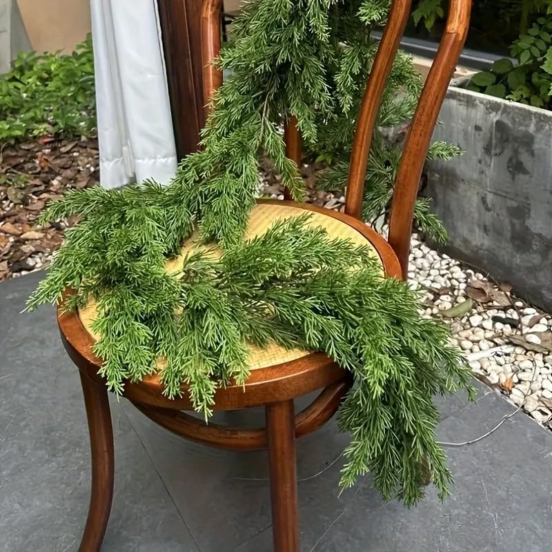 2PCS Christmas Cedar Garland 9Ft Artificial Realistic Soft and Thickness Green Faux Cedar Pine Garlands, Holiday Xmas Decoration Stairs Wall Mantle Door Indoor Outdoor(2pcs, 9ft)