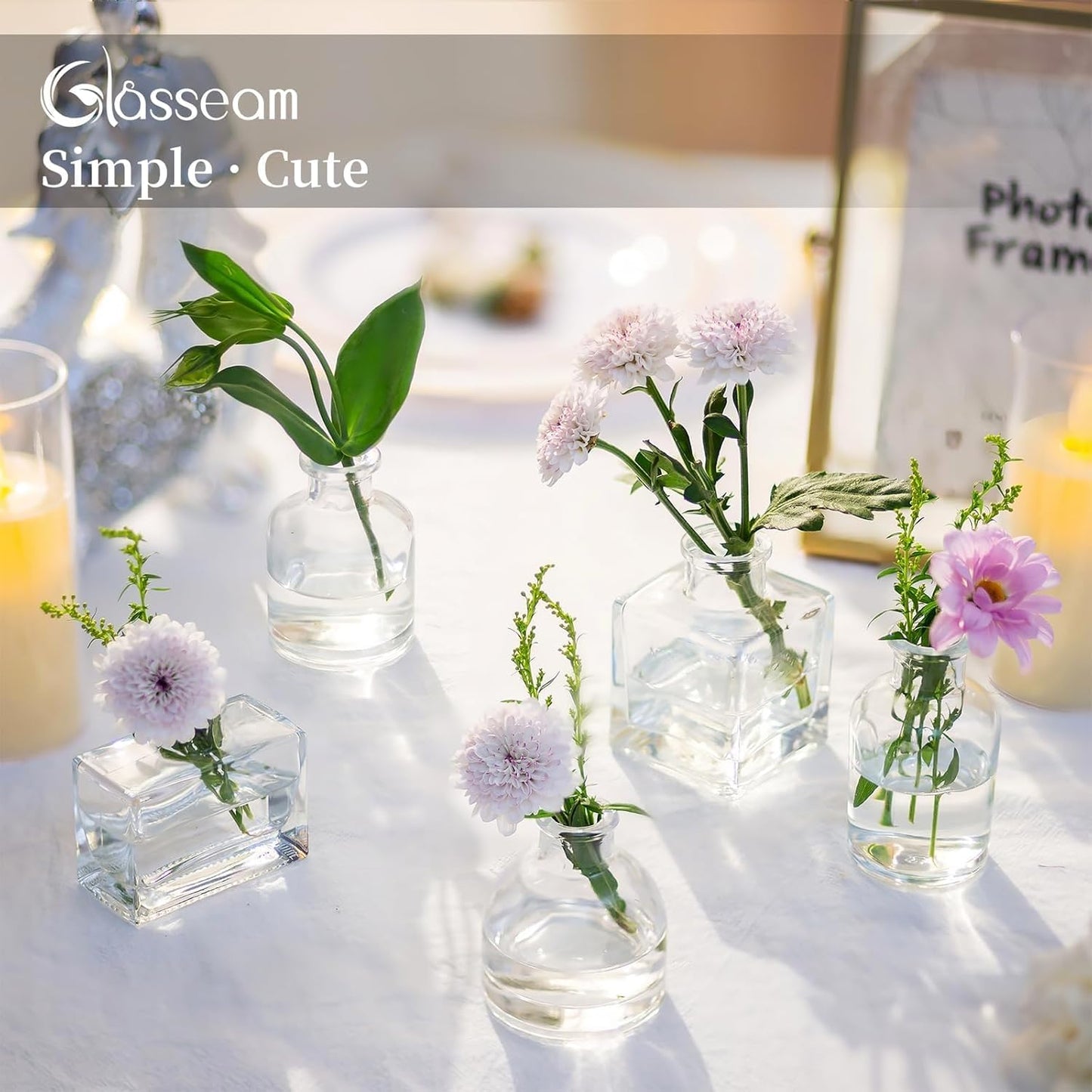 Glasseam Mini Bud Vases for Centerpieces: Clear Small Flower Vase Set of 20 Cute Tiny Glass Vases for Flowers Modern Decorative Wedding Table Centerpiece for Dining Room Decoration