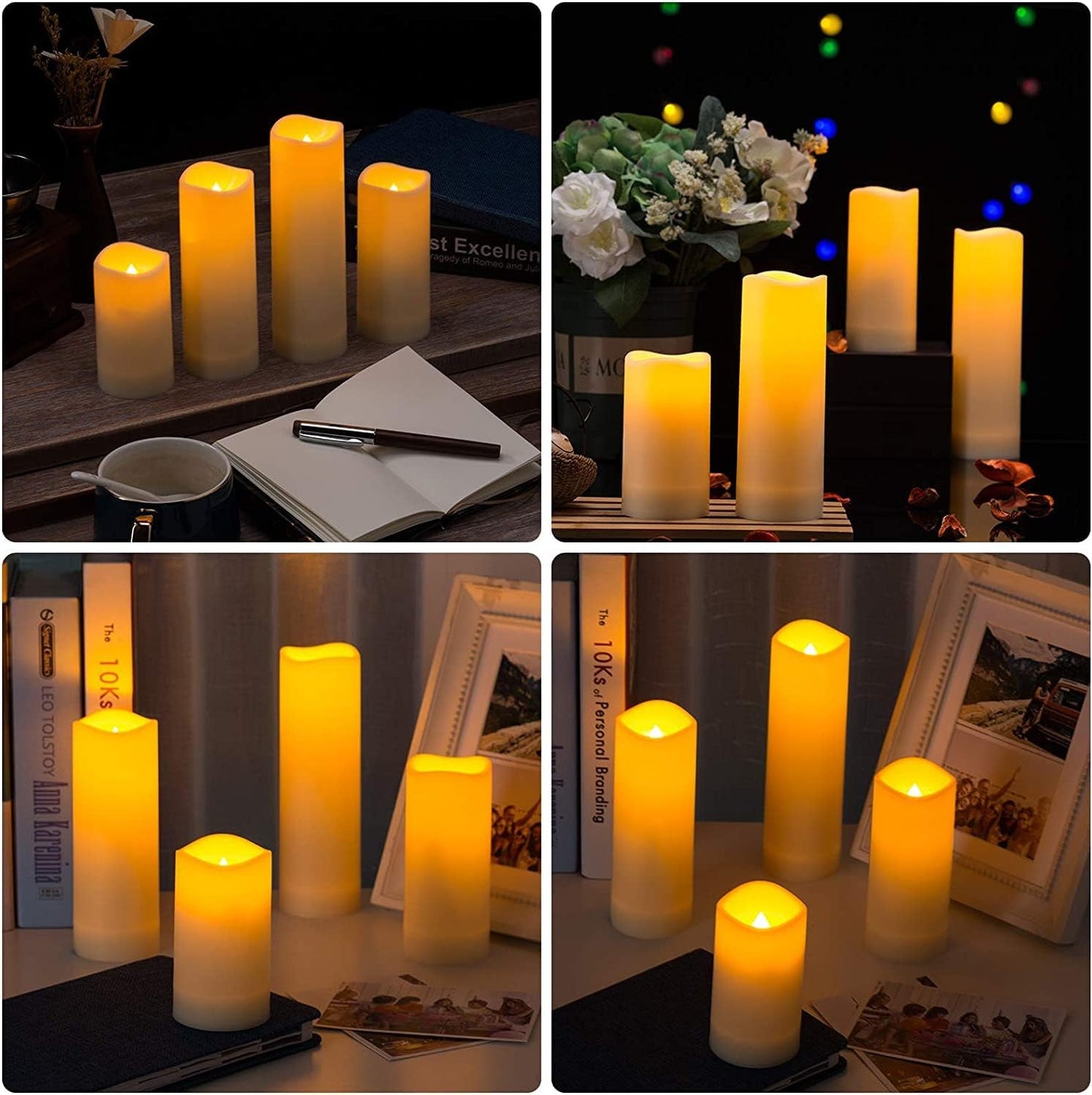 12 Pack Flameless Candles Battery Operated Waterproof Led Candles (D:2.2" X H:4" 5" 6" 7") Candles with 2 Remotes Contro for Wedding, Party, Birthday