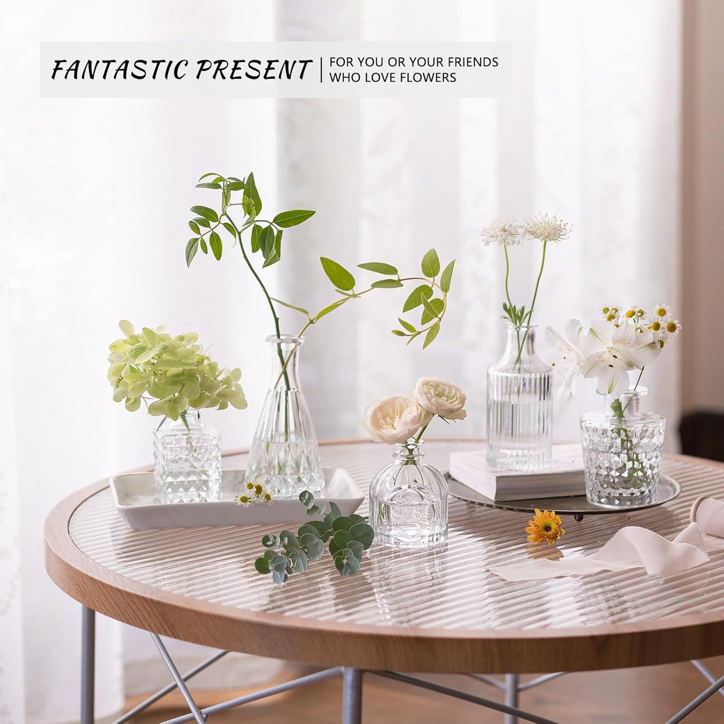 24pcs Glass Bud Vase Set, Small Clear Flower Vases for Centerpieces in Bulk, Mini Vintage Vase for Wedding, Home,Table Decoration