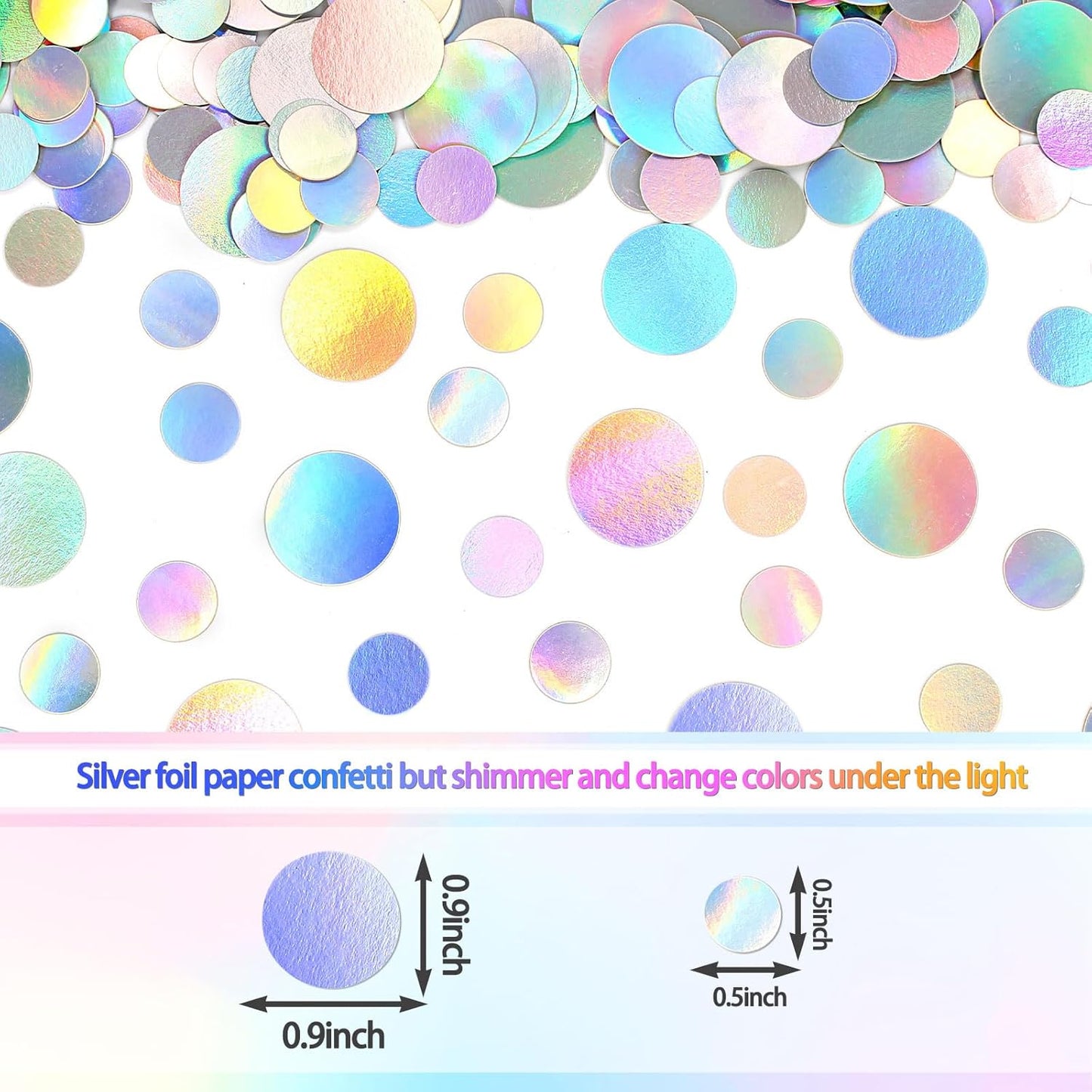 400PC Circle Dots Iridescent Confetti for Birthday Decorations Round Table Scatter for Wedding Baby Shower Bachelorette Bridal Shower Party Supplies