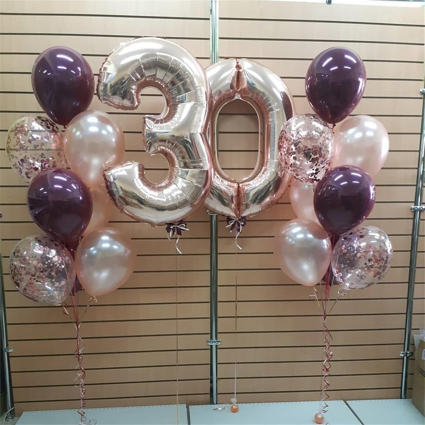 Burgundy Red Balloons, 35PCS Maroon and White Latex Balloons, Wine Red and Rose Gold Confetti Balloon for Birthday Wedding Anniversary Engagements New Year Valentines Day Party Decorations Supplies