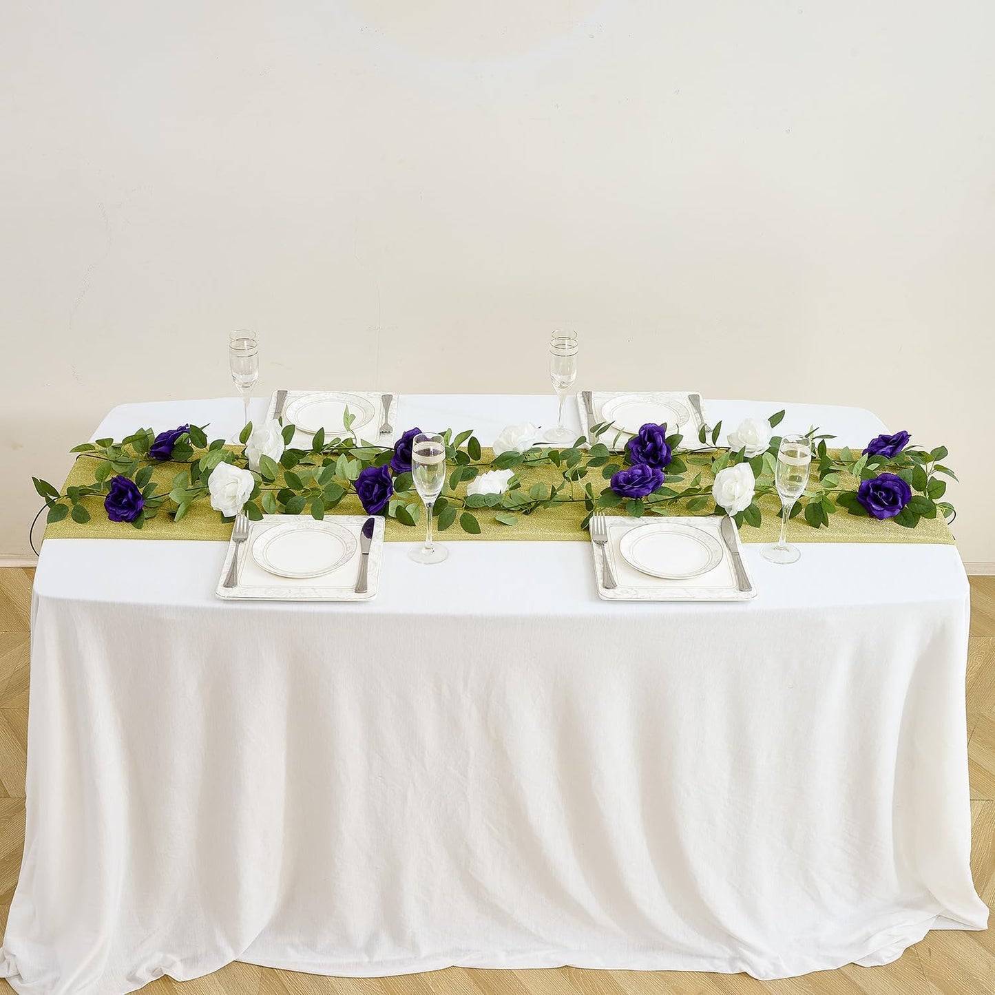 Carlita's Blooms Artificial Rose Garlands Purple Rose Vines Leaves Banners Hanging Floral Garland Fake Flower Vine Wall Decorations