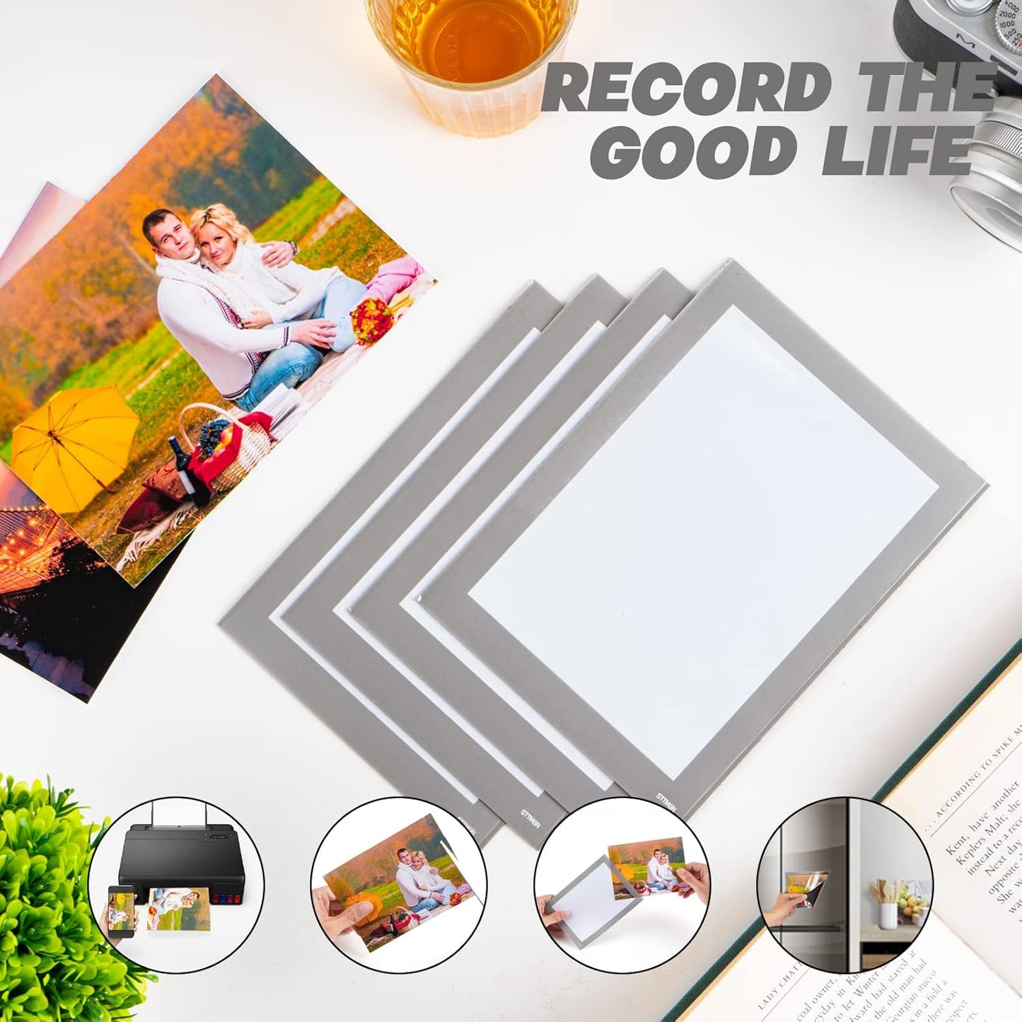 Magnetic Photo Frames with Sliver-Grey Border(4"X6",10 Pack),Magnet Picture Frame Pockets/Postcard Holder,Decorations for Fridge/Lockers/Home/Office/School/Classroom/Whiteboard/Party