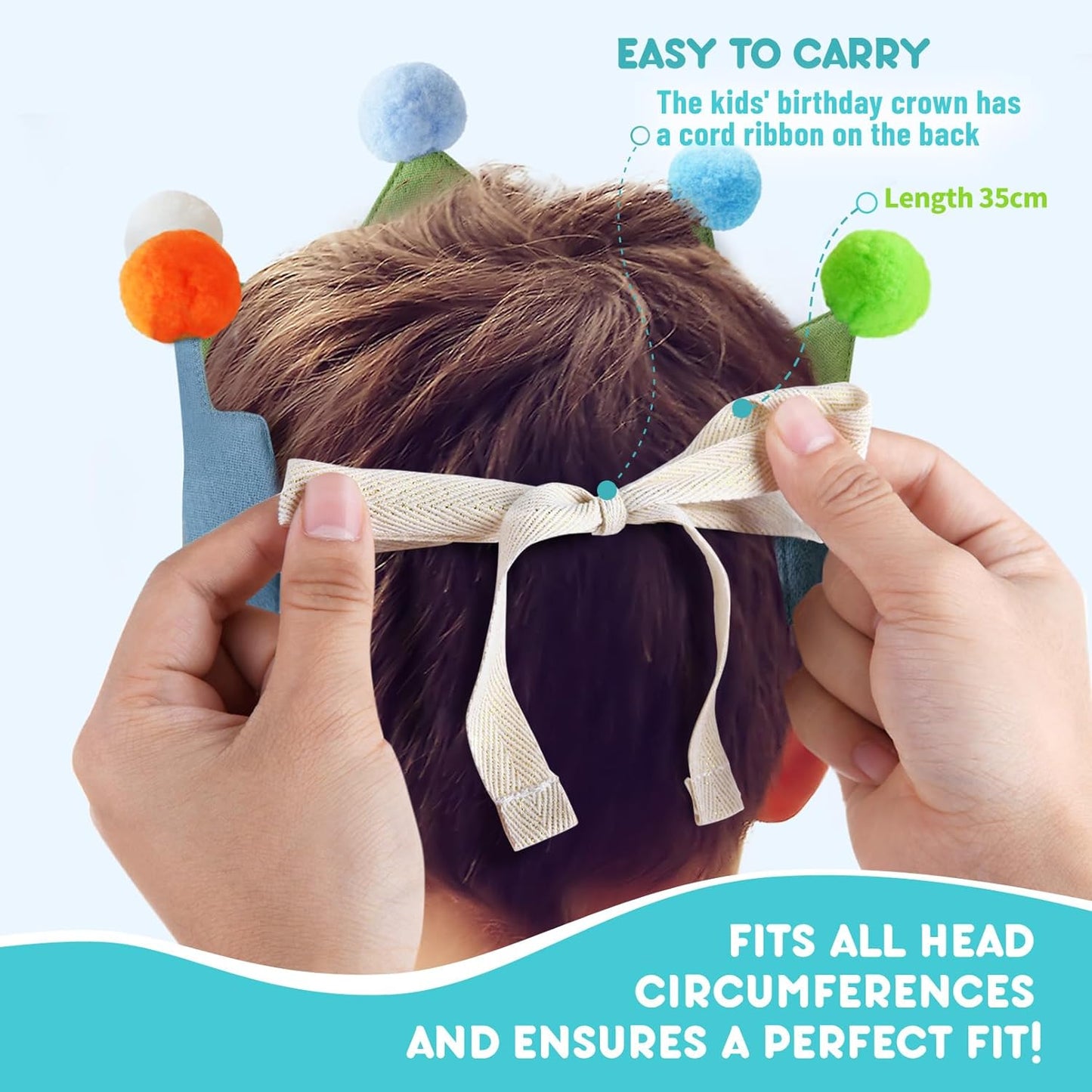 Reusable Birthday Crown with Numbers,Kids Birthday Hat Fabric Crown Pertain Kids Boy Toddler Girl Baby Bday Hats