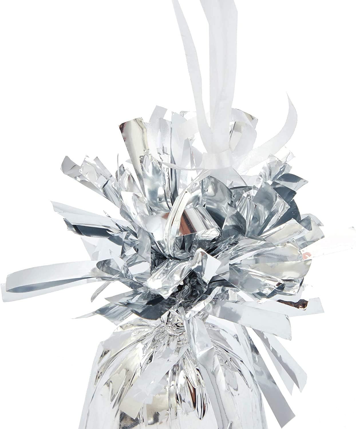 BLUE PANDA Balloon Weights - 4.5 x 2.35 in, Silver, 15 Pack - Table Balloon Stand Weight & Holder with Tinsel Tassel Fringe & Hook