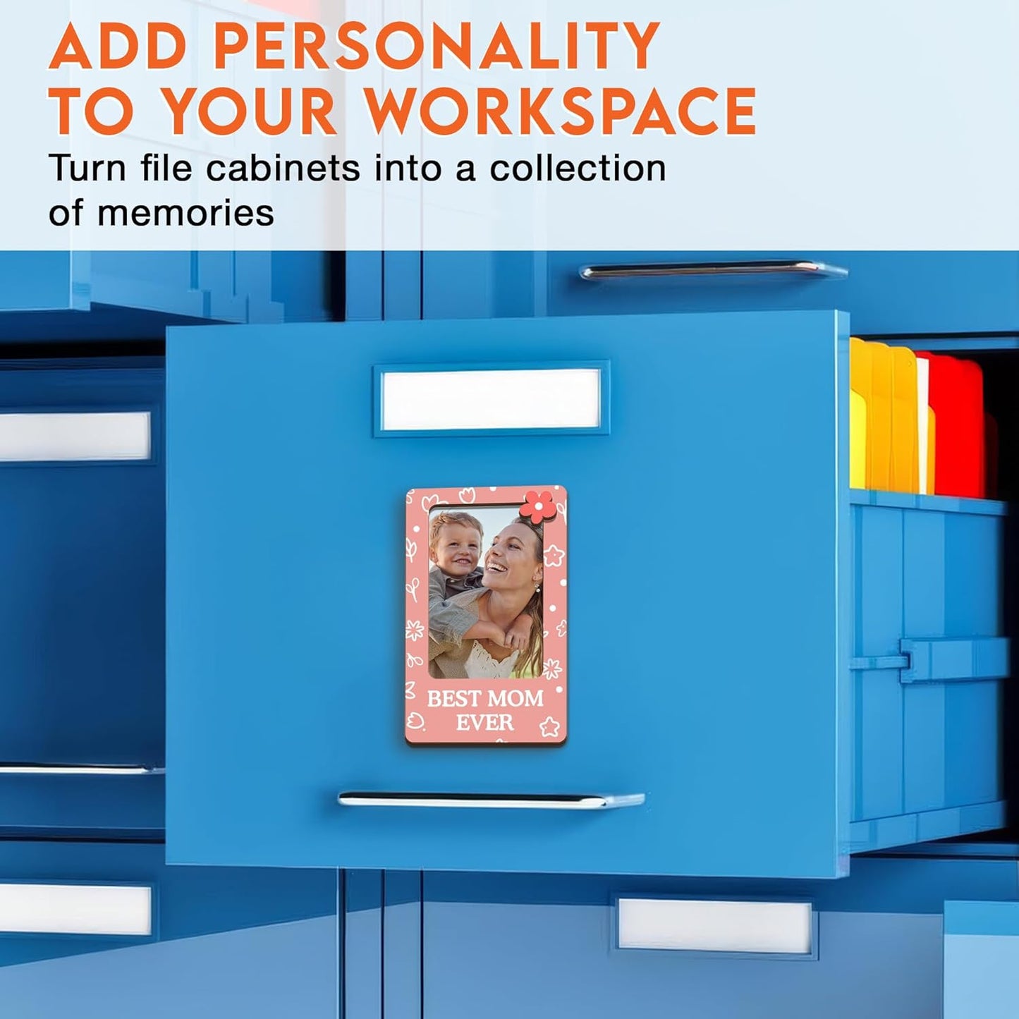 Magnetic Picture Frames - BEST MOM EVER - Christmas Gift Birthday Gift for Mom - Unique Magnet Photo Frame For Women - Magnetic Frames for Refrigerator, Locker & More