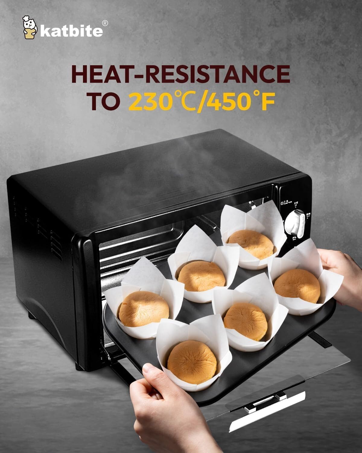 Katbite Tulip Cupcake Liners 200PCS, Muffin Baking Cupcake Liners Holders, Baking Cups, Cupcake Wrapper for Party, Wedding, Birthday(White)