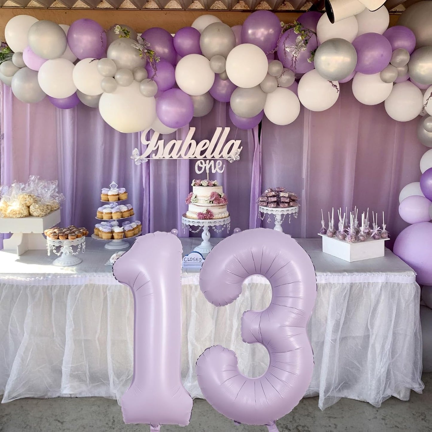 Number Balloons 13 Pastel Purple, 40 Inch Lavender Mylar Foil Number 1 & 3 Balloons for Girls 13th Birthday Balloons, Large Light Purple Helium 13 Balloons for Women 13th Anniversary Party Decorations