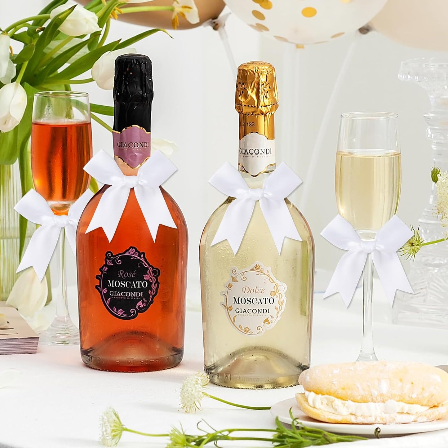 Feluwi White Gift Wrap Bows (50 Pcs) - 3.3 Inch Elegant Plastic-Free Bows for Christmas Gifts, Birthday Presents, Wedding Friendly Party Supplies, Baby Shower, Gift Bags Decorative Accessories