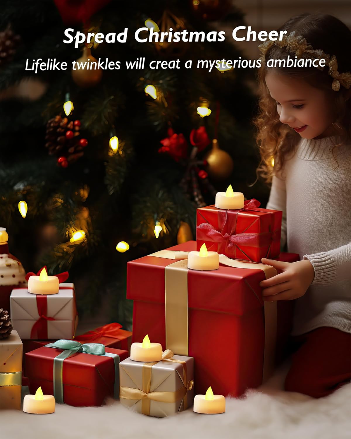 Remote Candles, 24PCS Flameless Tea Lights Candle Battery Operated with Timer, 400+Hours Remote Control LED Tea Lights Votive Candle - 1.5'' D X 1.25'' H- Warm Yellow Light