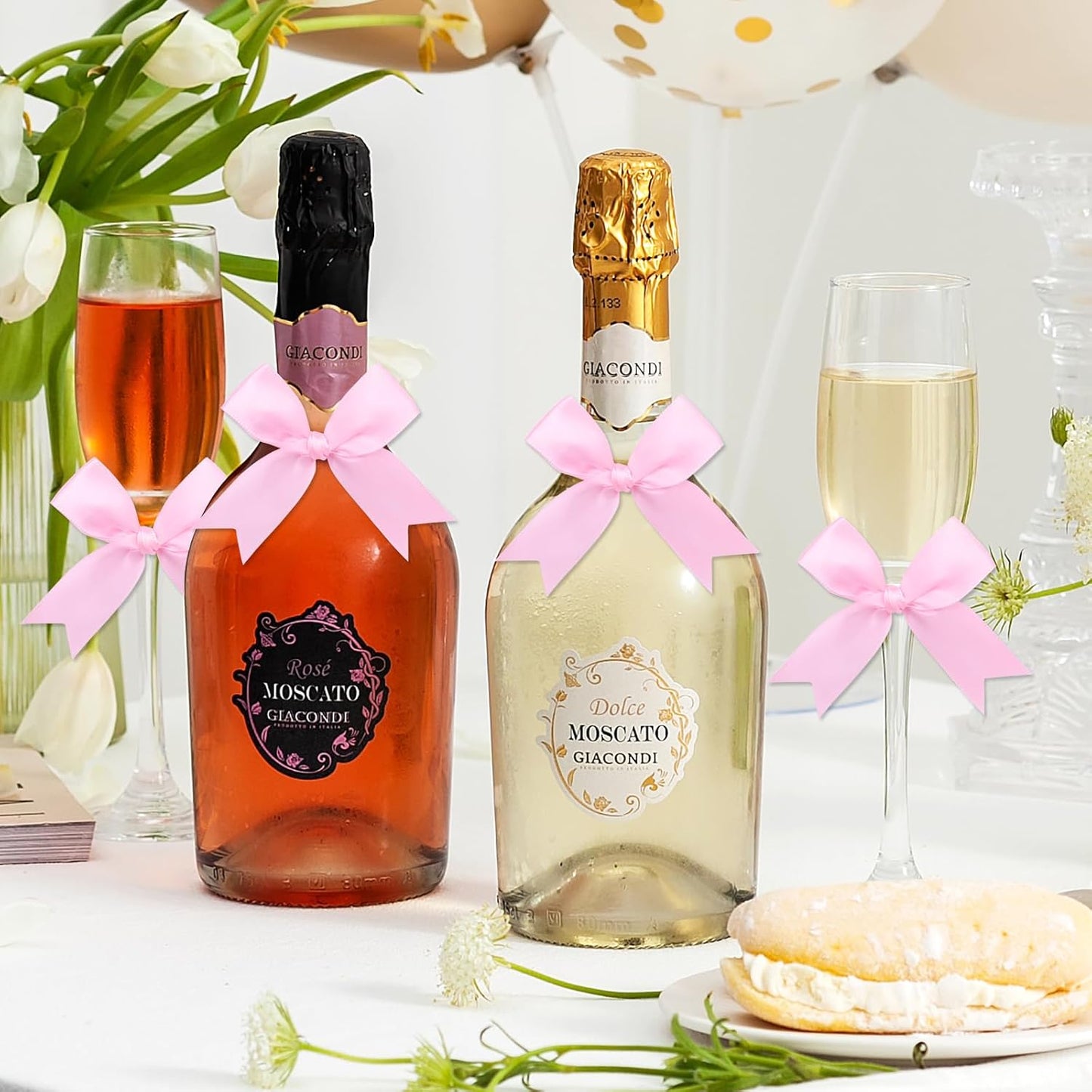 Feluwi Pink Gift Wrap Bows (50 Pcs) - 3.3 Inch Elegant Plastic-Free Bows for Christmas Gifts, Birthday Presents, Wedding Friendly Party Supplies, Baby Shower, Gift Bags Decorative Accessories