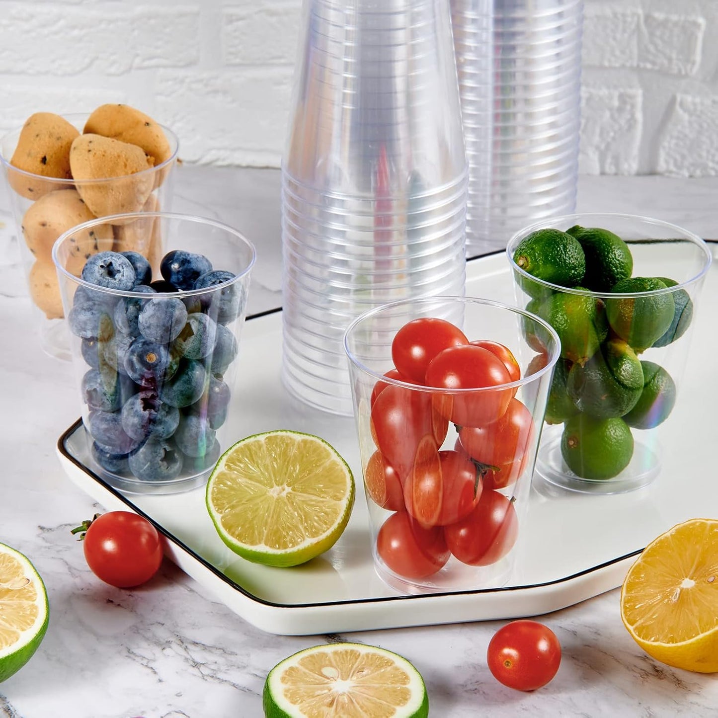 JOLLY CHEF 8 oz Clear Disposable Plastic Cups, Heavy-duty 100 Pack Clear Plastic Cups Tumblers for Wedding, Thanksgiving, Christmas, Halloween Party
