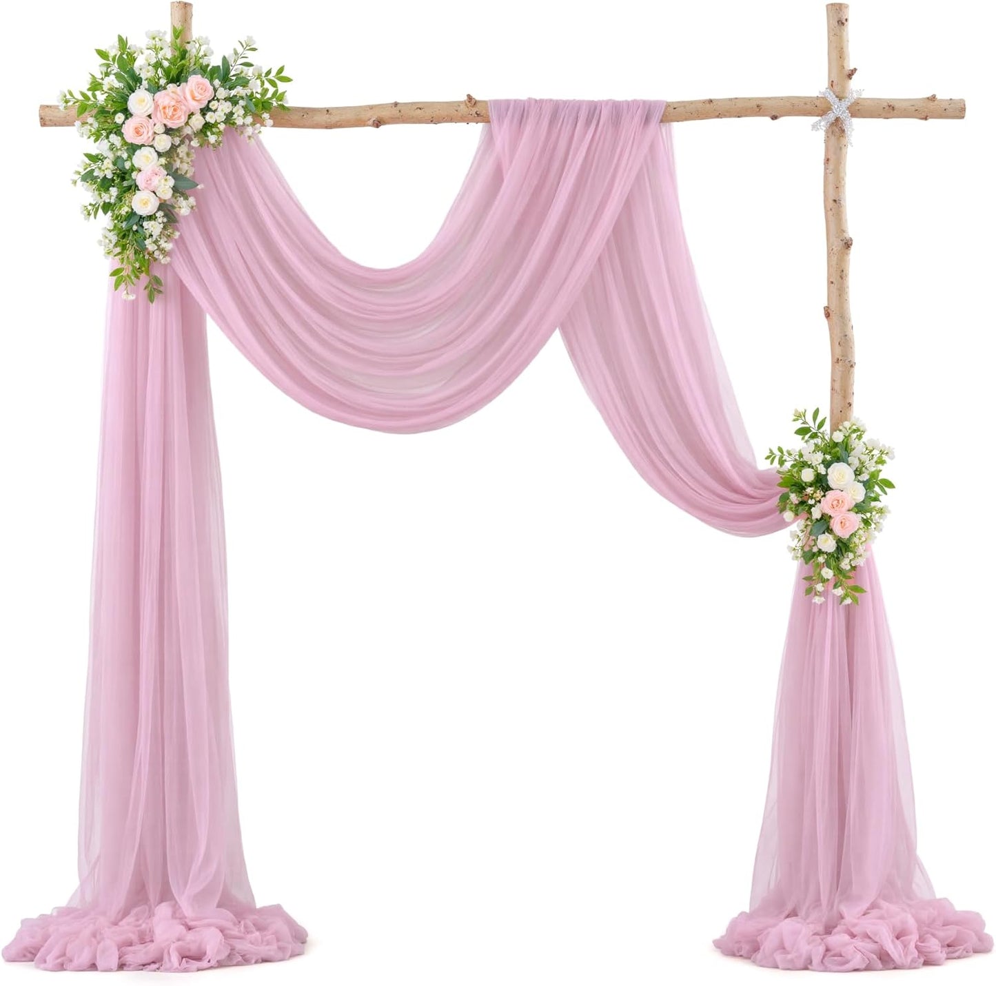 Wedding Arch Draping Fabric Backdrop 1 Panel 60" x 26Ft Dusty Rose Drapes Curtains for Wedding Reception Sheer Tulle Backdrop Curtain for Ceremony Birthday Party Baby Shower Arbor Ceiling Decorations