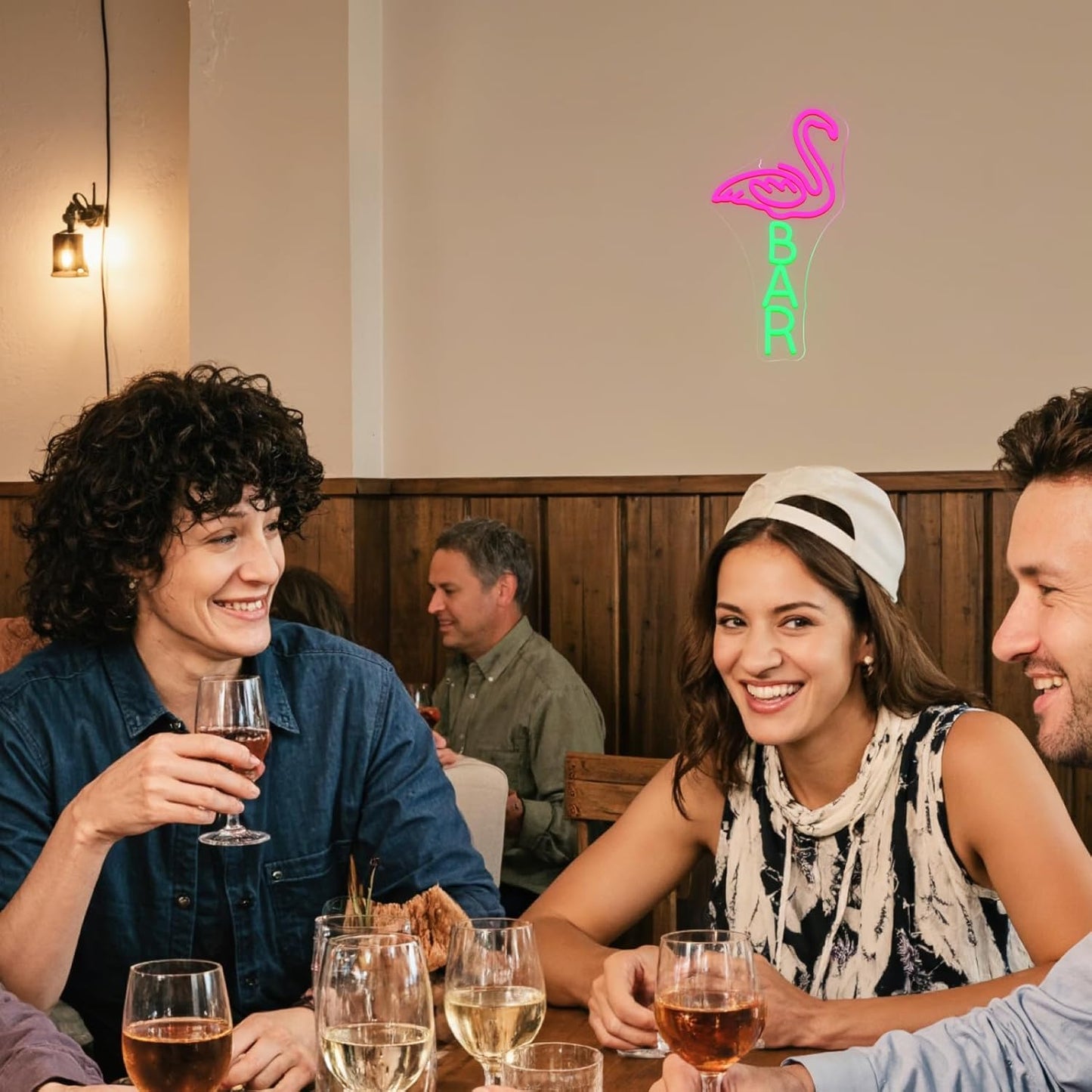 Lucunstar Flamingo Bar Neon Sign,LED Light Up Sign for Wall Decor Dimmable USB Powered Animal Neon Light for Bar LED,Man Cave,Art Signs Decor Gifts