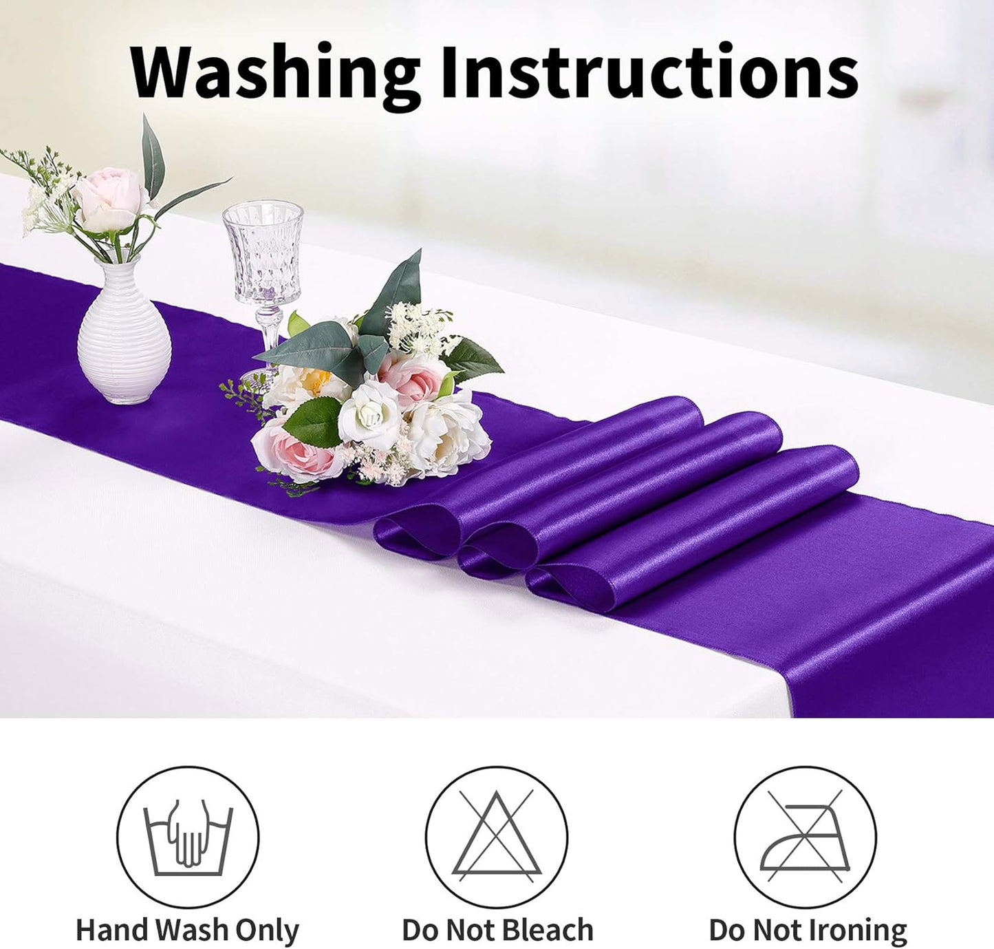 10-Pack Satin Table Runner Purple 12 x 108 inches Long, Table Runners for Wedding, Birthday Parties, Banquets Decorations(10 Pack, 12x108 Inch, Purple)