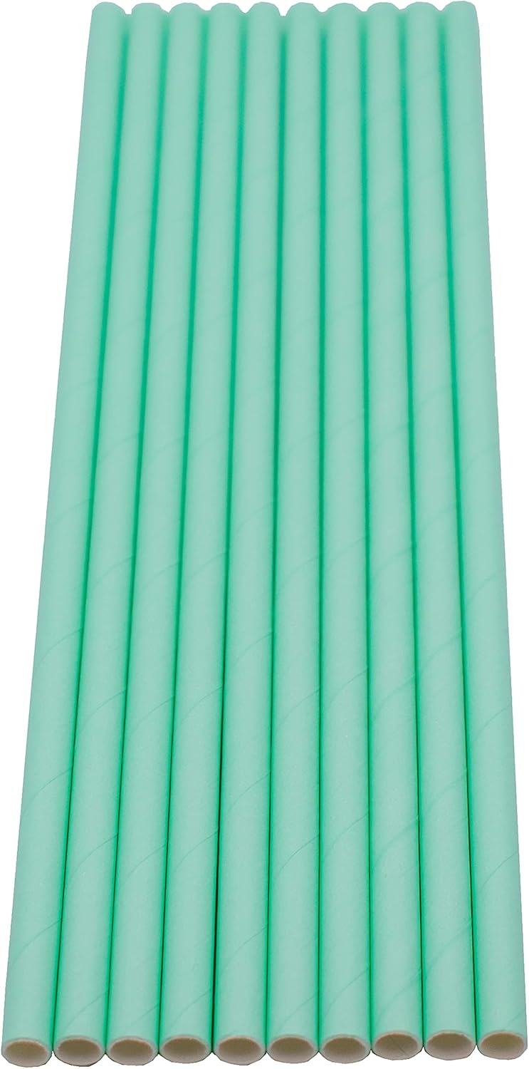 Pack of 300 Pastel Green Biodegradable 4-Ply Paper Drinking Straws (Compostable, Non-toxic, BPA-free)